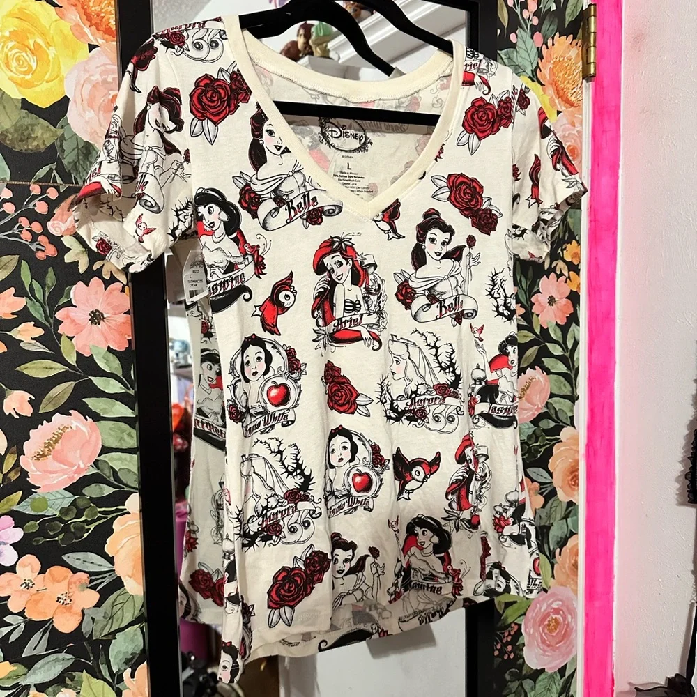 NWT Disney Journeys Collab Princess Vintage Tattoo Art Short Sleeve Tee Shirt - Picture 1 of 5